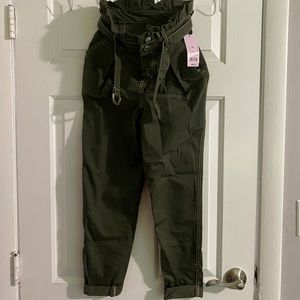 brand new olive green paper bag pants